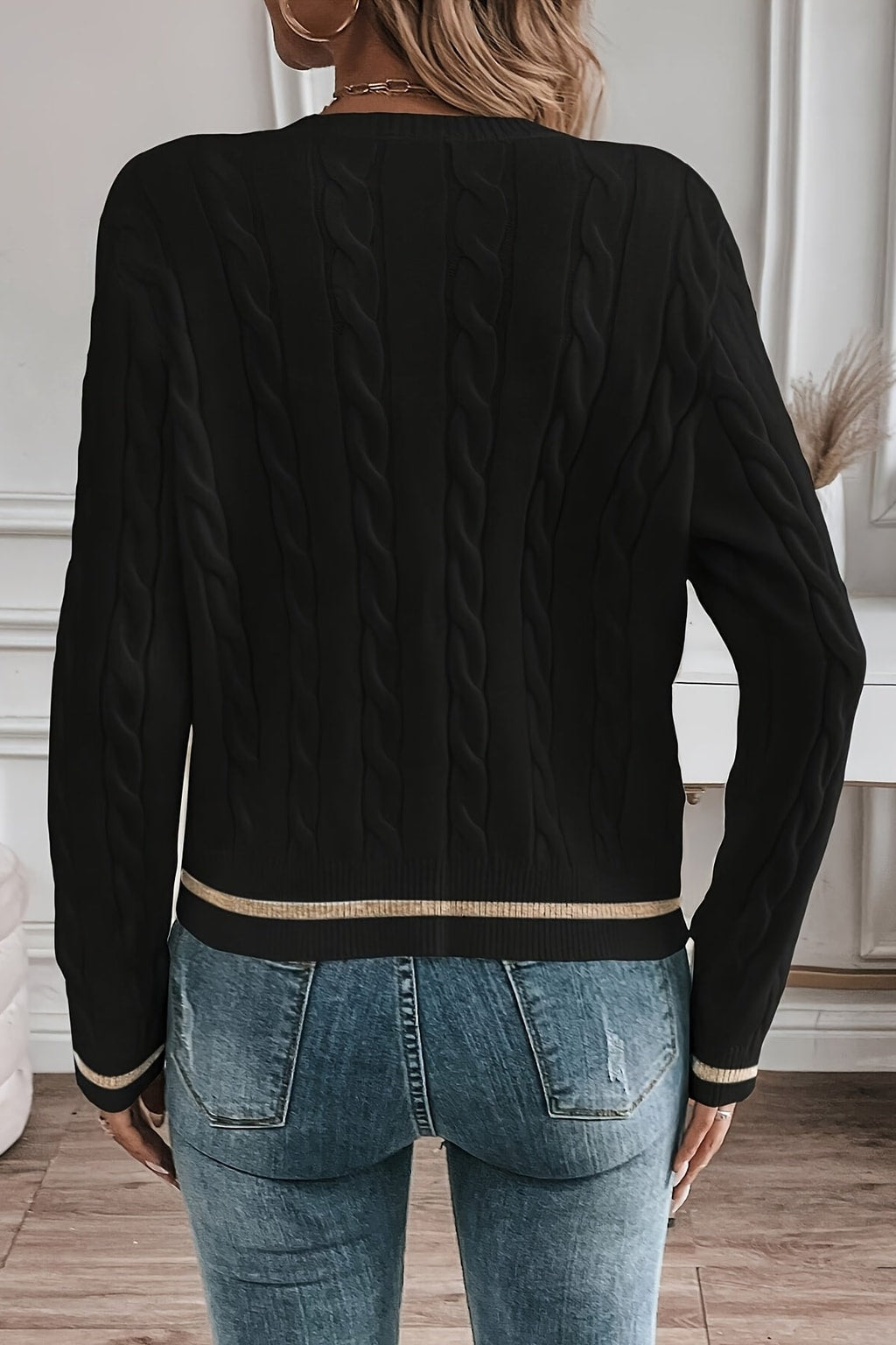 Cable-Knit Cardigan With Decorative Buttons - 4