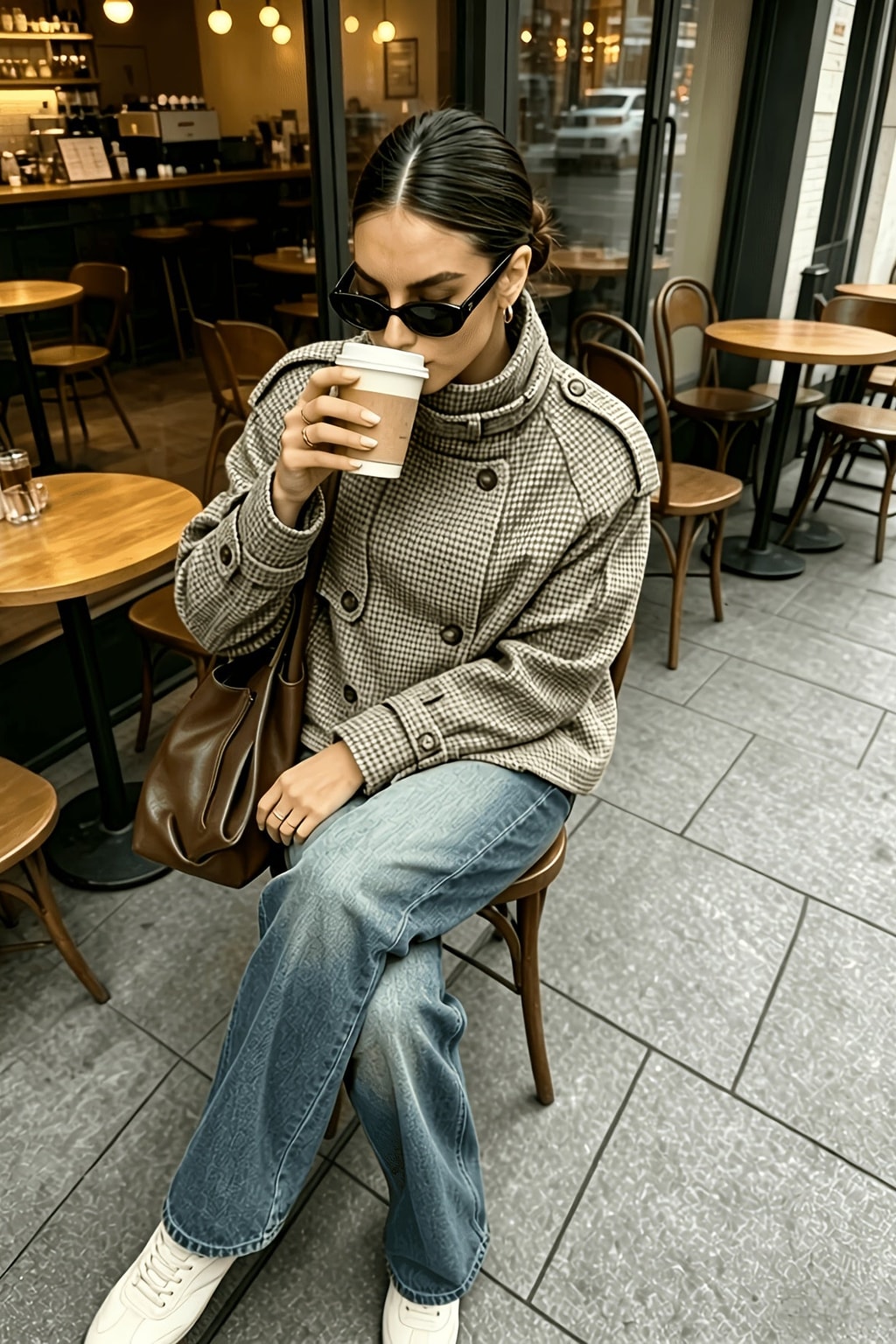 Khaki Stand-Collar Short Jacket - 7