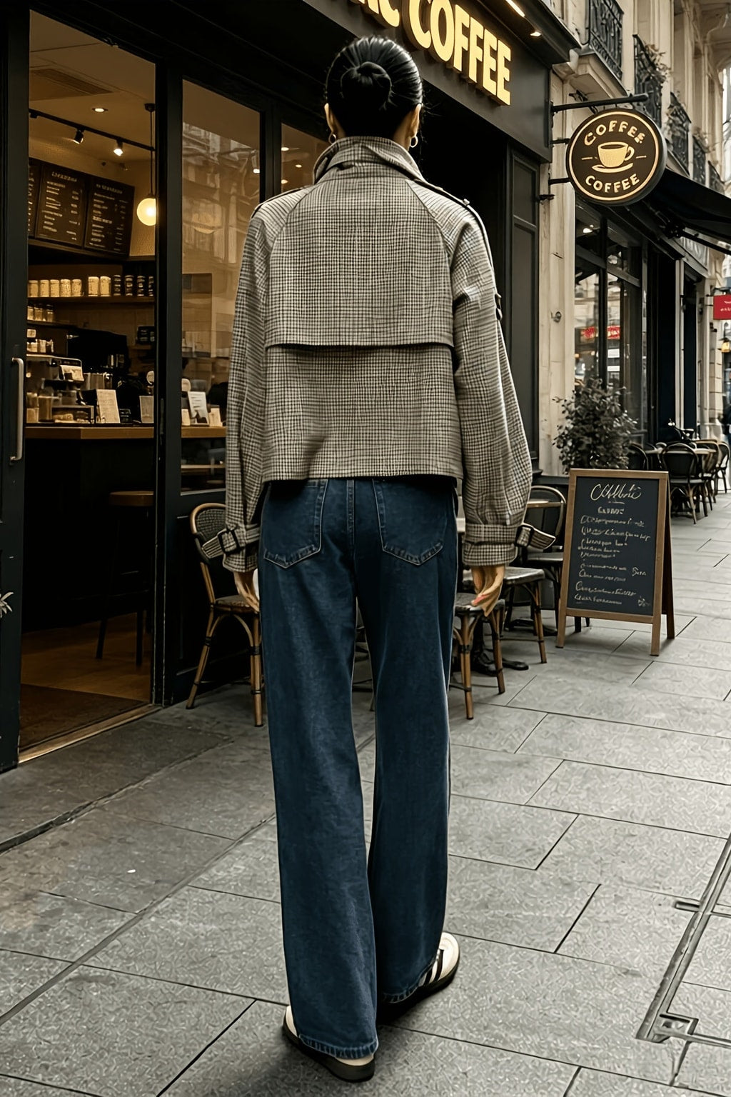 Khaki Stand-Collar Short Jacket - 4