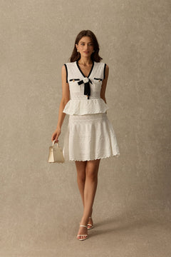 Knit Peplum Midi Dress With Contrast Trim - 2