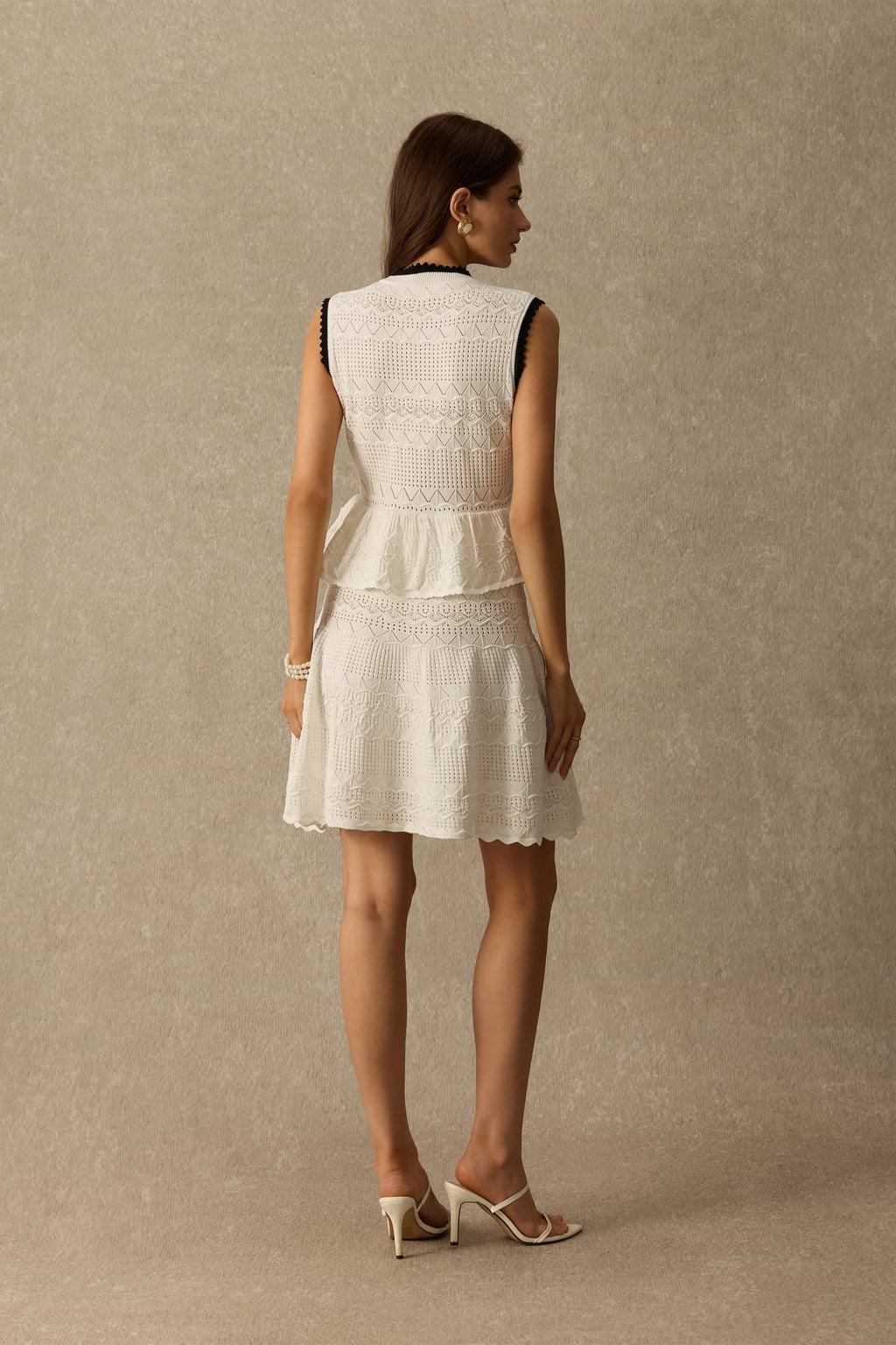 Knit Peplum Midi Dress With Contrast Trim - 5