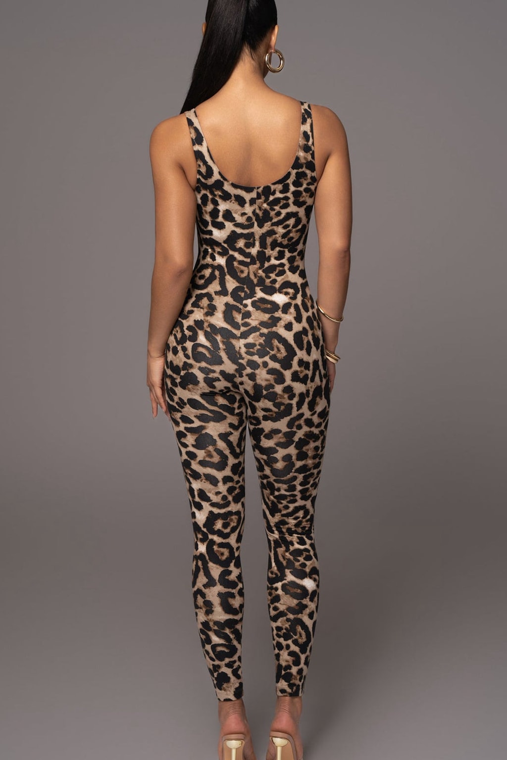Leopard Print Scoop Neck Jumpsuit - 7