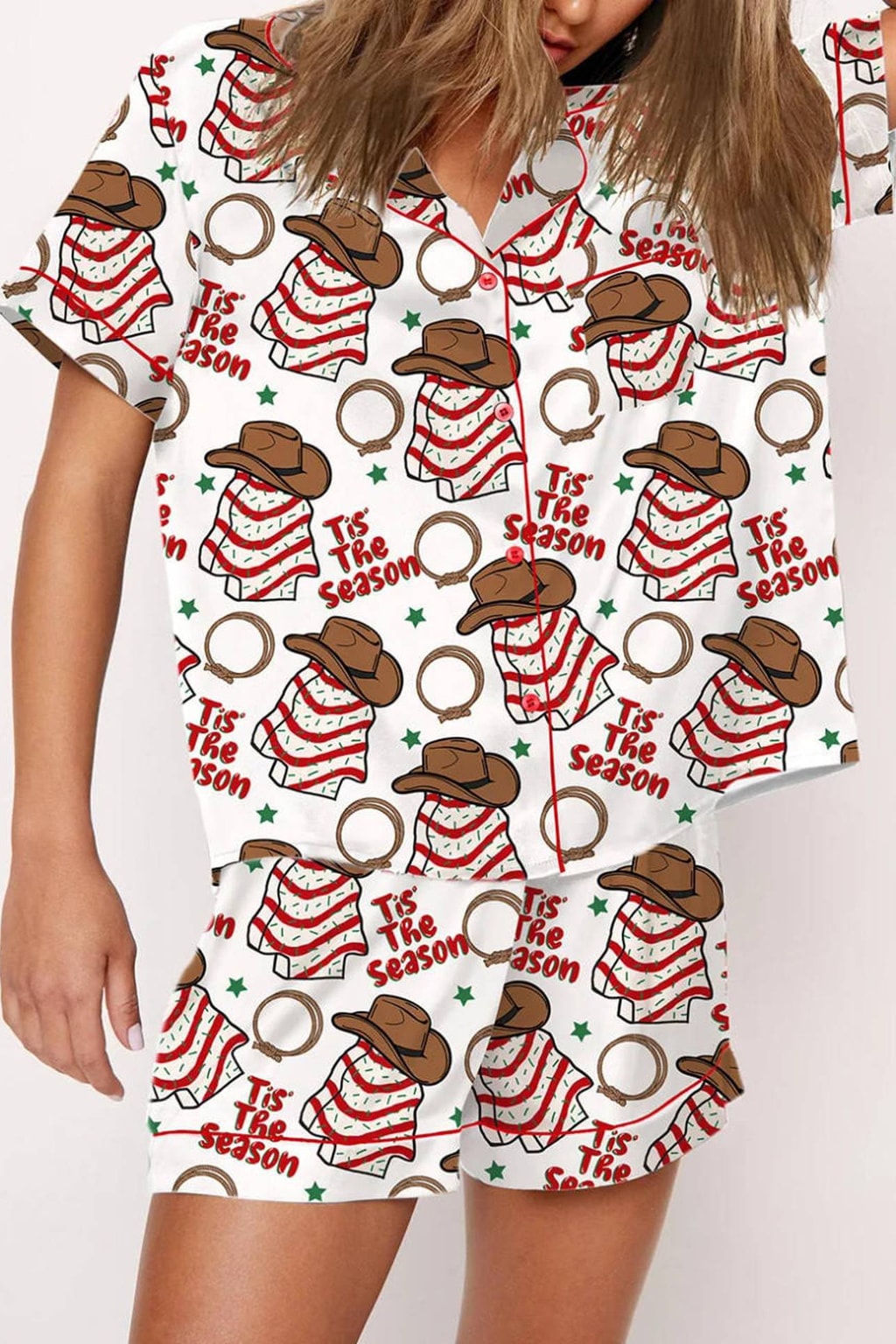 Satin Pajama Set With Button-Up Top - 18