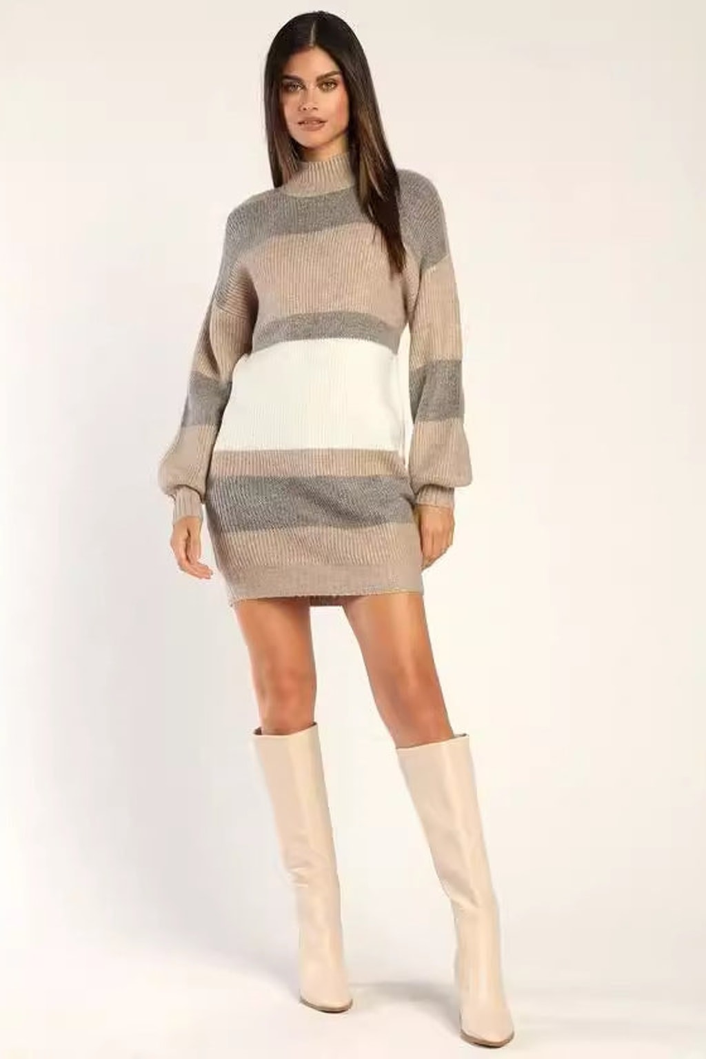Rib-Knit Jumper Dress With Roll Neck - 3