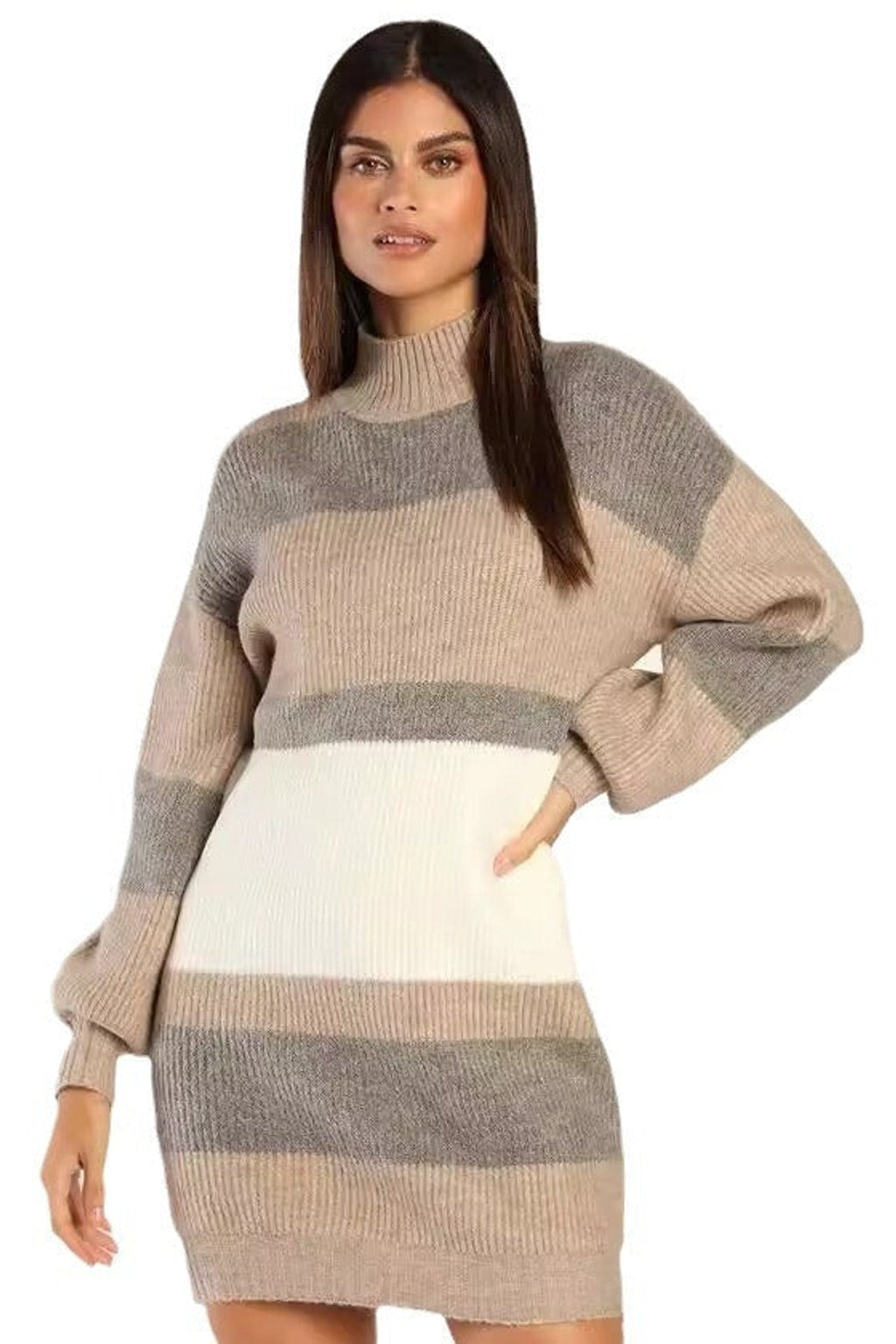 Rib-Knit Jumper Dress With Roll Neck - 5