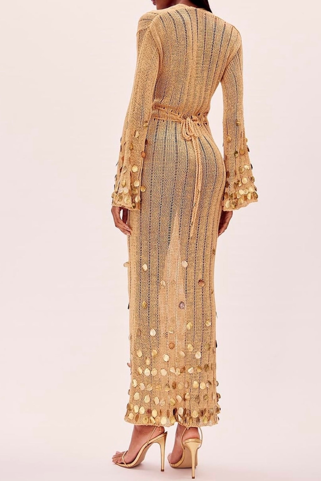 Viscose Knit Maxi Dress With Bell Sleeves - 6