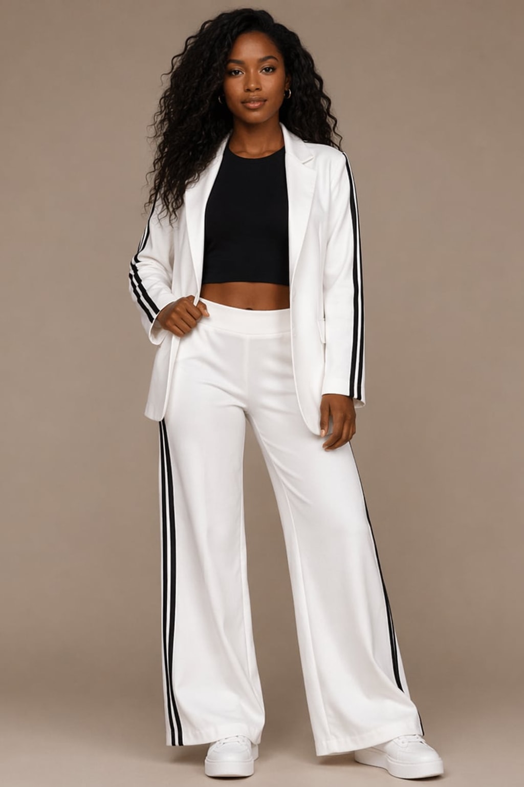 Tailored Blazer & Wide Leg Pants Set - 3
