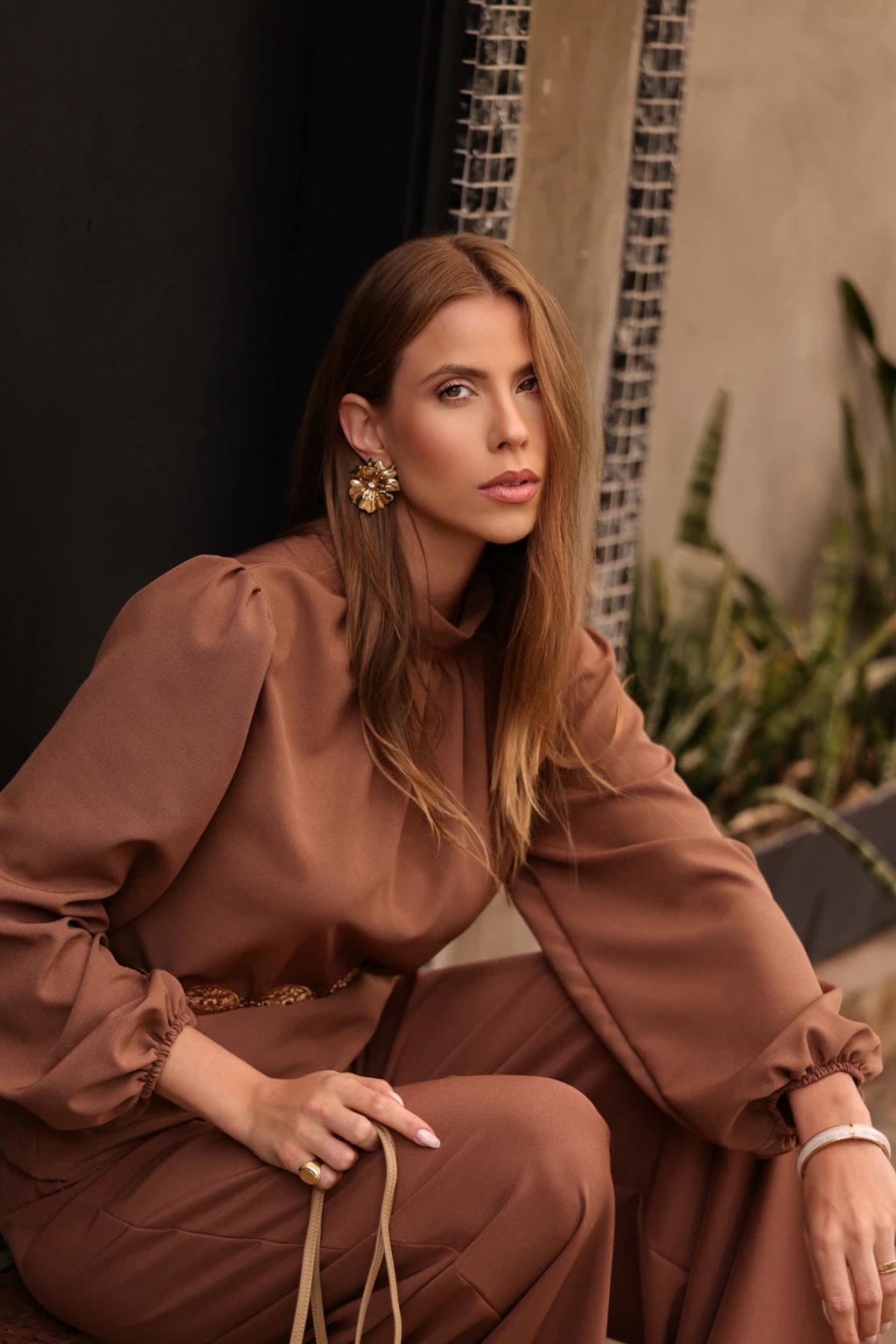Blend Tailored Blouse with Puff Sleeves - 8