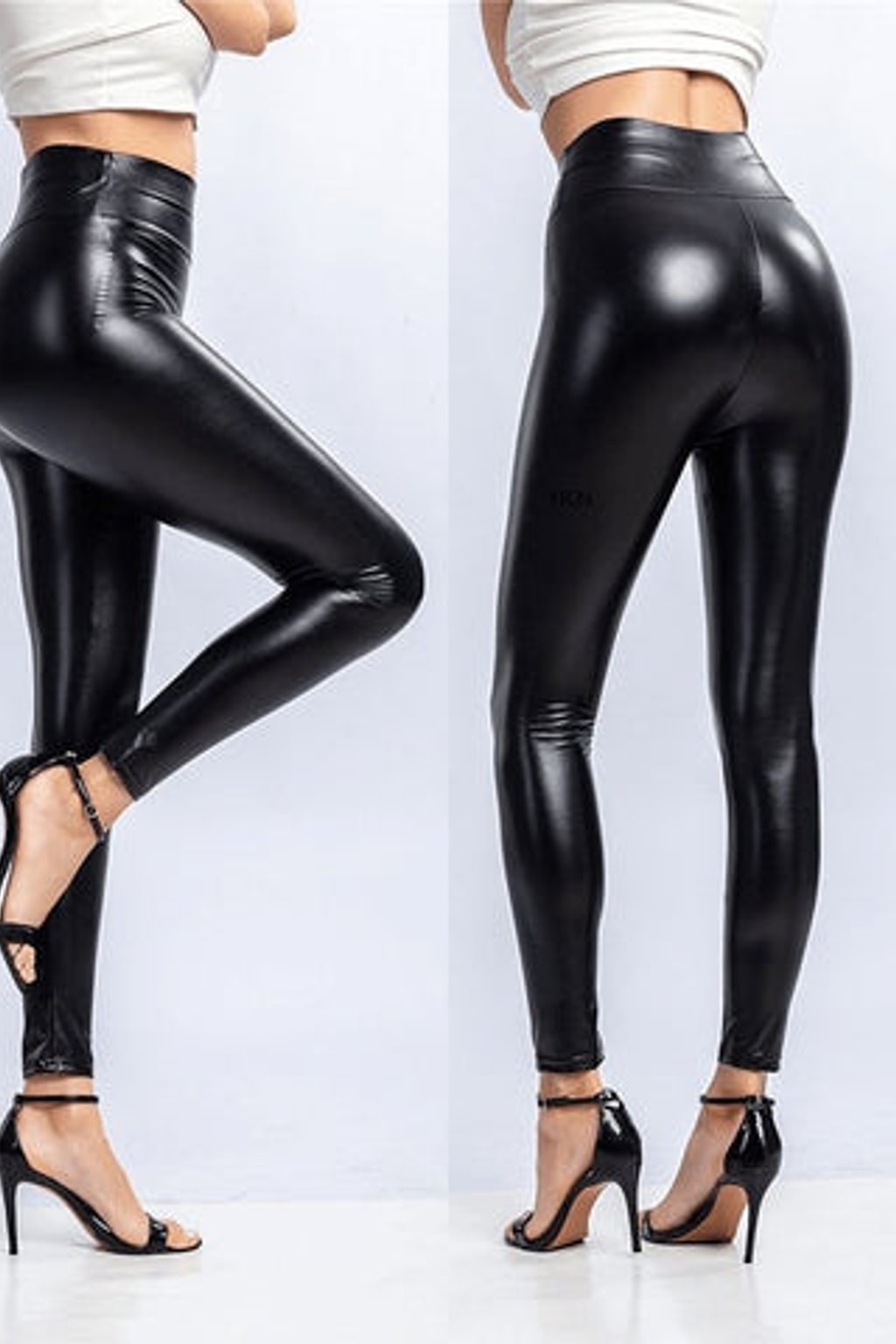 PU Leggings With High-Waist Shine - 5