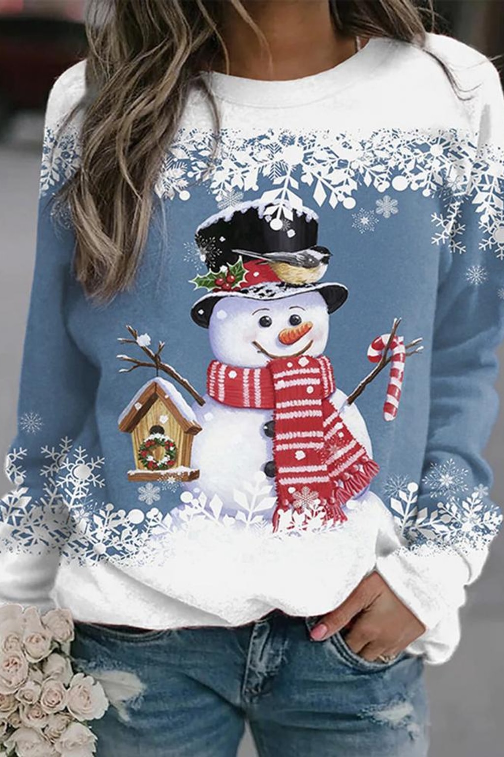 Knit Sweater - Snowman Print Holiday Pullover - 3