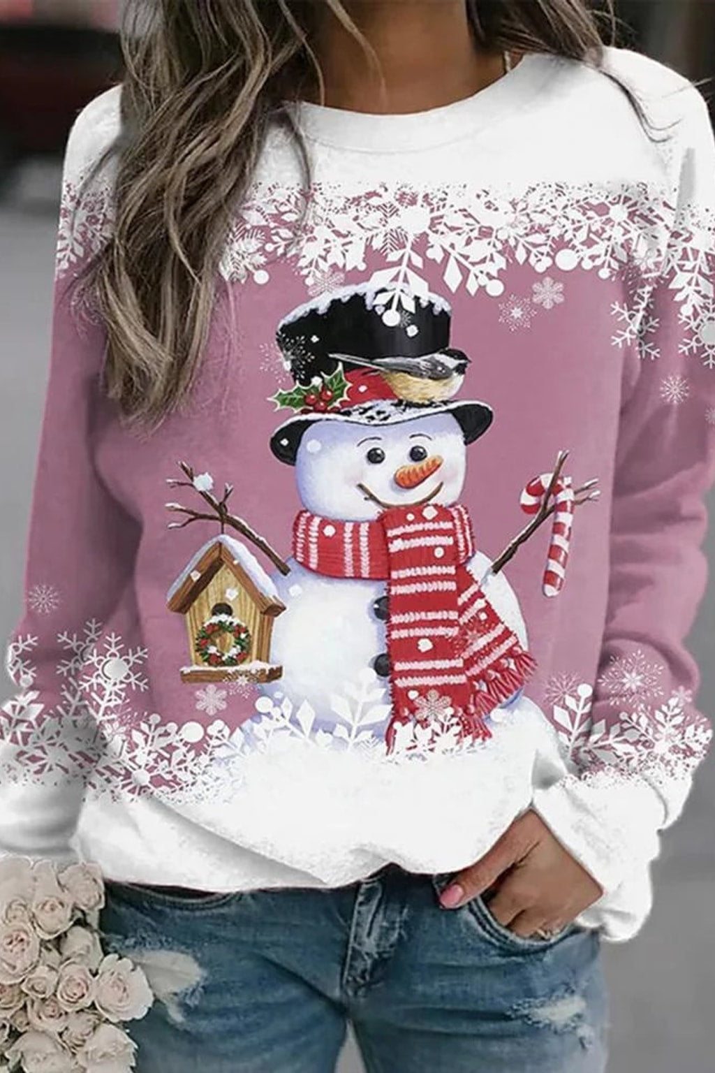 Knit Sweater - Snowman Print Holiday Pullover - 4