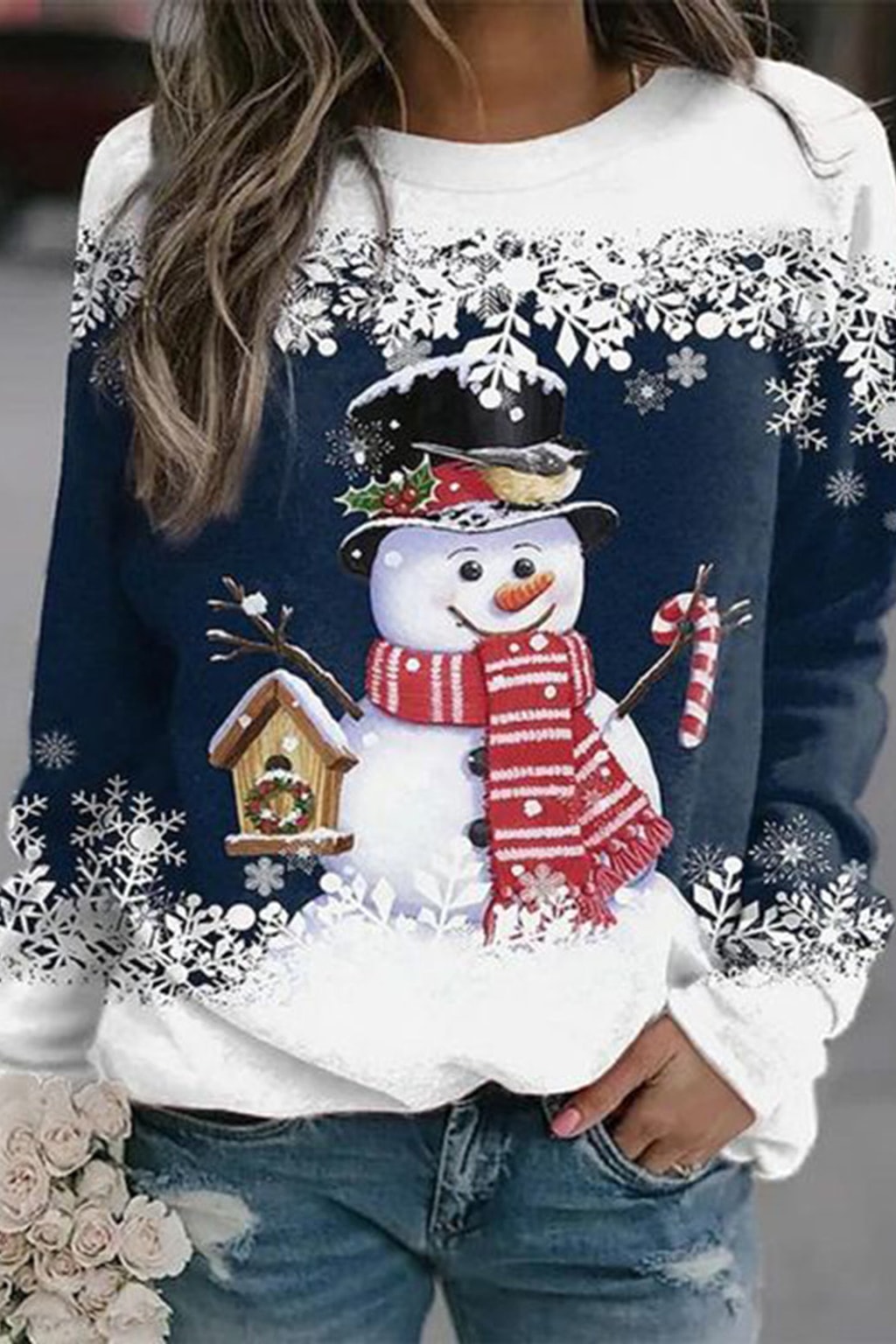 Knit Sweater - Snowman Print Holiday Pullover - 5