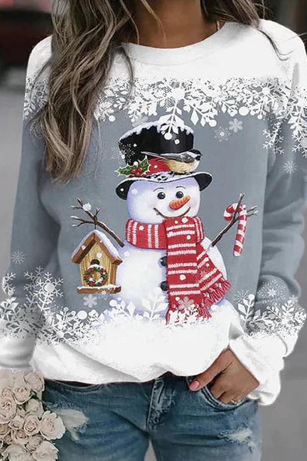 Knit Sweater - Snowman Print Holiday Pullover - 7