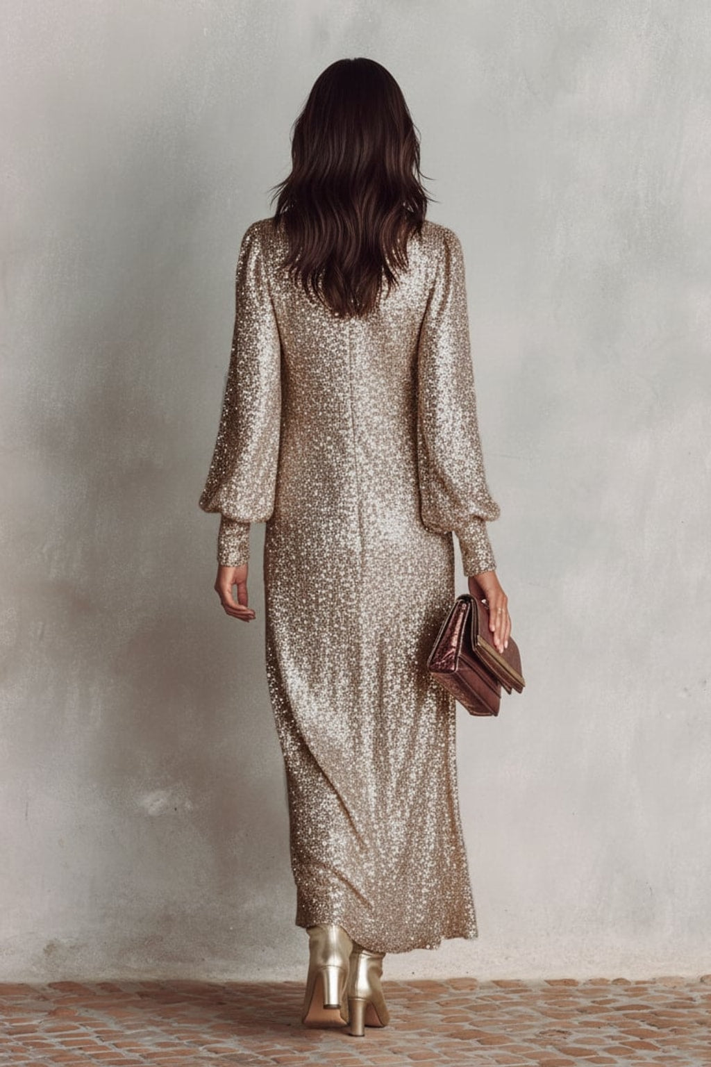 Effortless Shimmer V-Neck Maxi Dress - 6