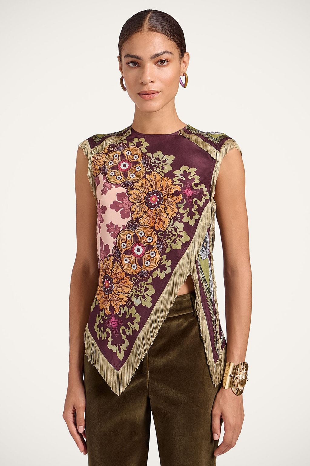 Silky Multi-Color Asymmetrical Fringe Top - 5