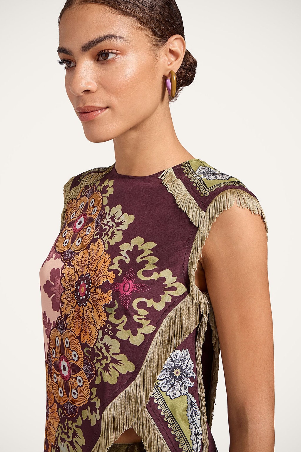 Silky Multi-Color Asymmetrical Fringe Top - 4