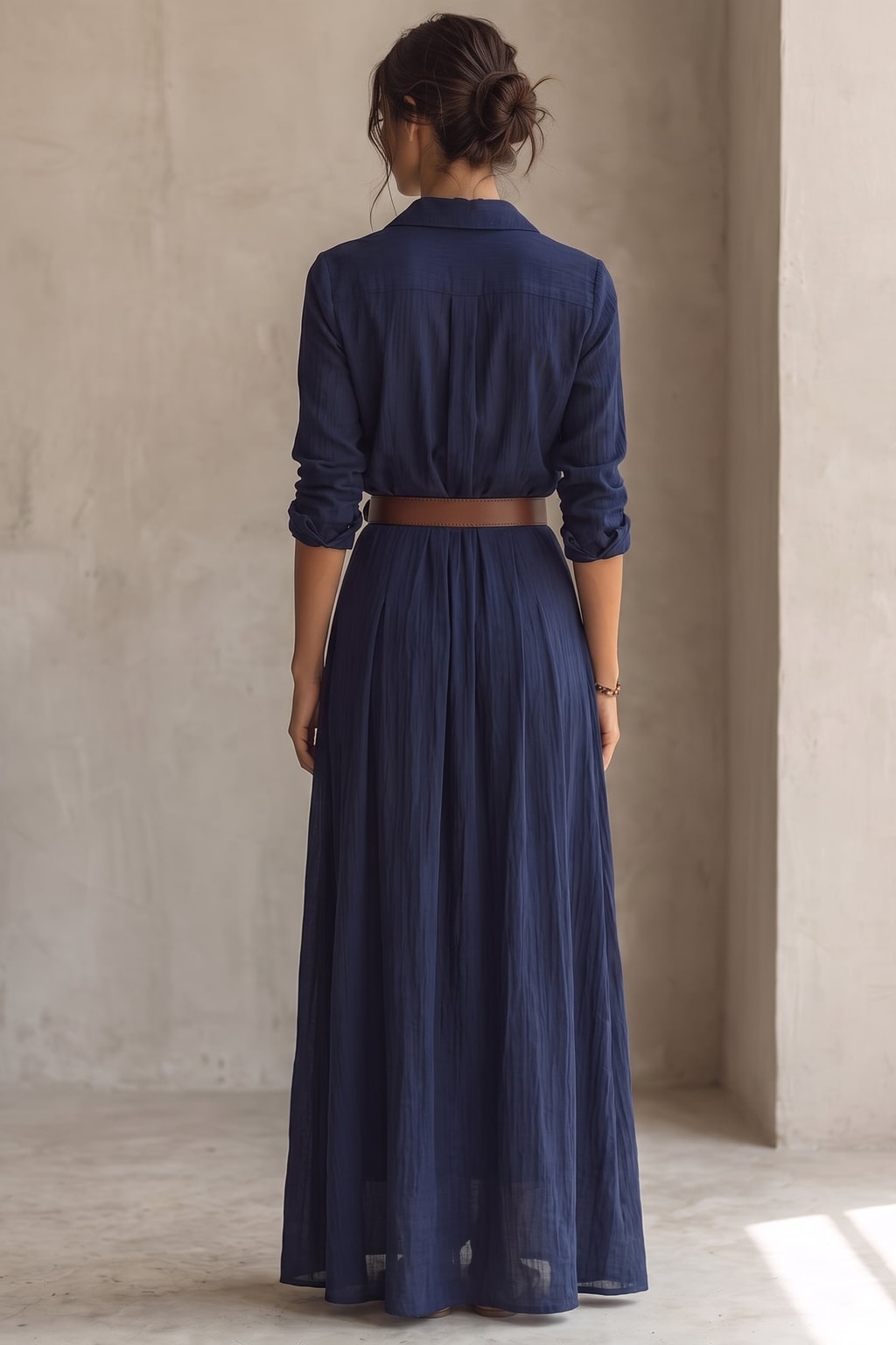 Maxi Dress With Button Front and Belt - 7