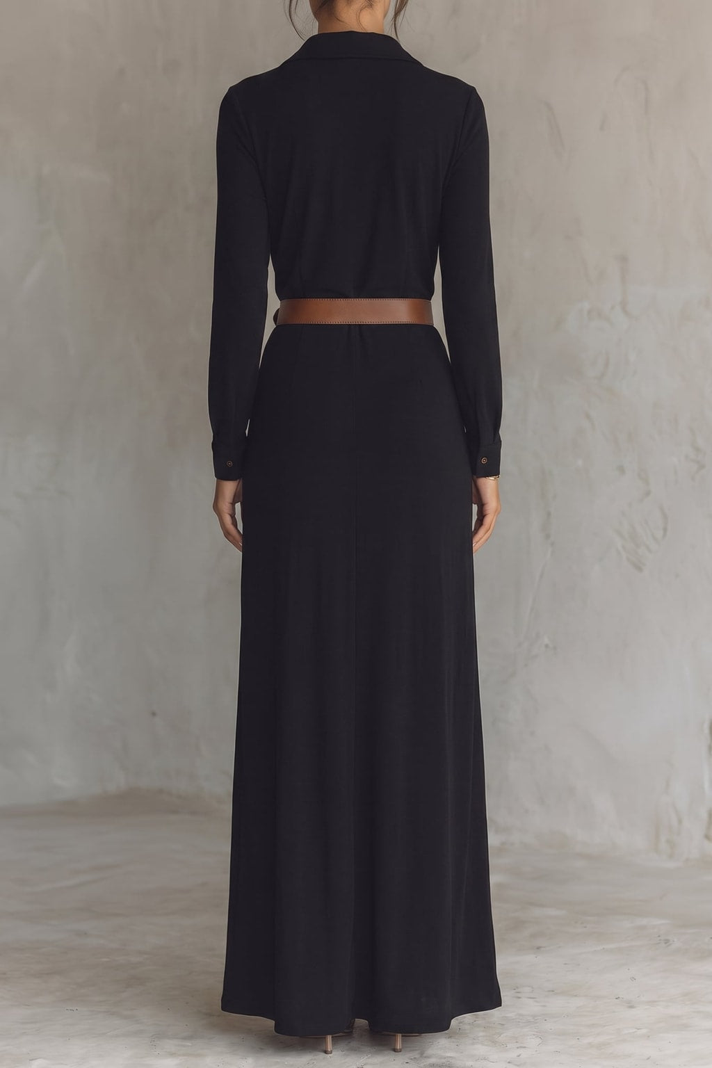 Maxi Dress With Button Front and Belt - 13