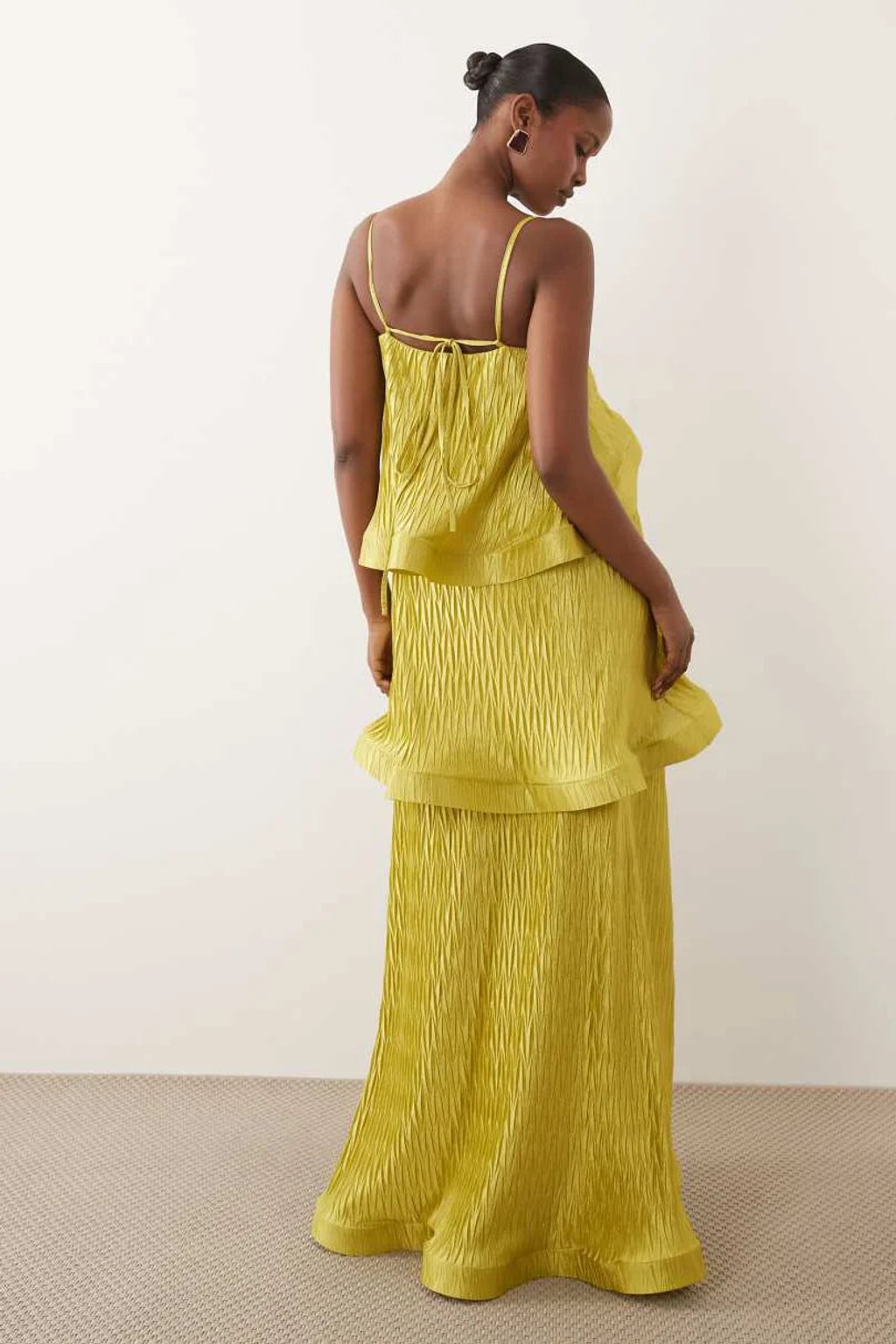 Plisse Maxi Dress with Zigzag Tiered Design - 3