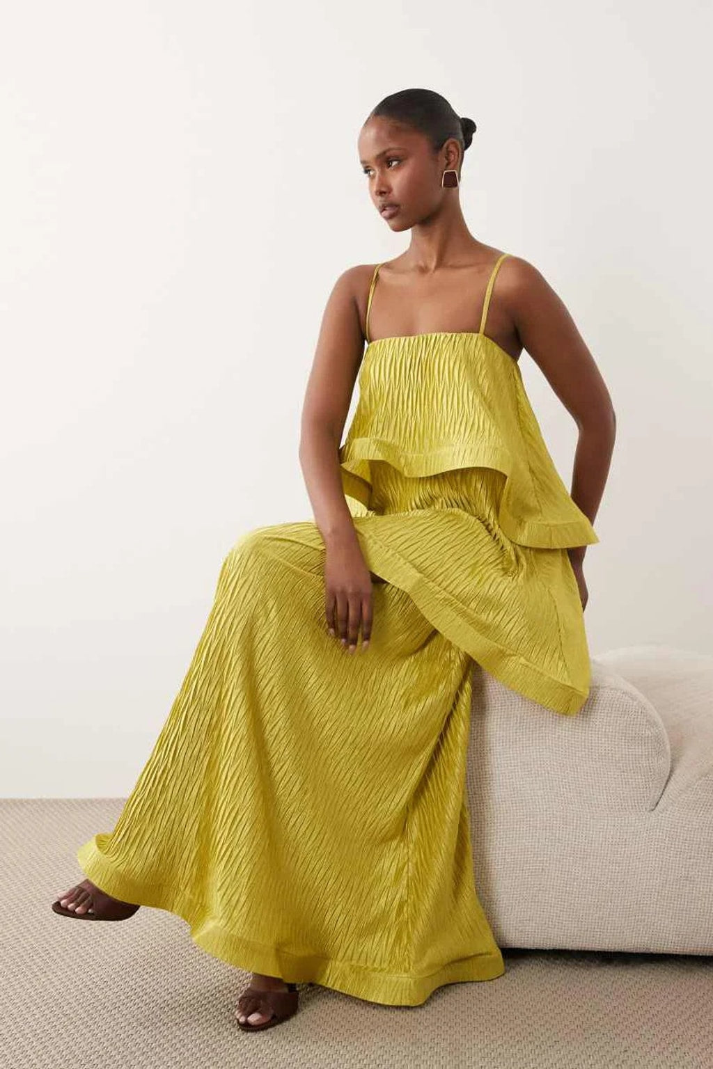 Plisse Maxi Dress with Zigzag Tiered Design - 4