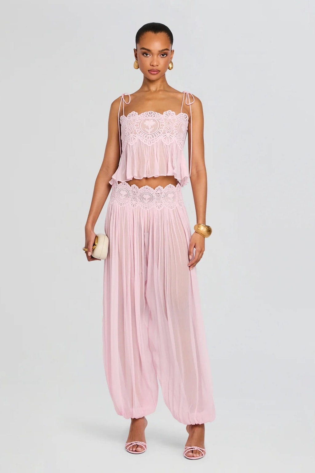 Lace Babydoll Crop Top with Peplum Hem - 5