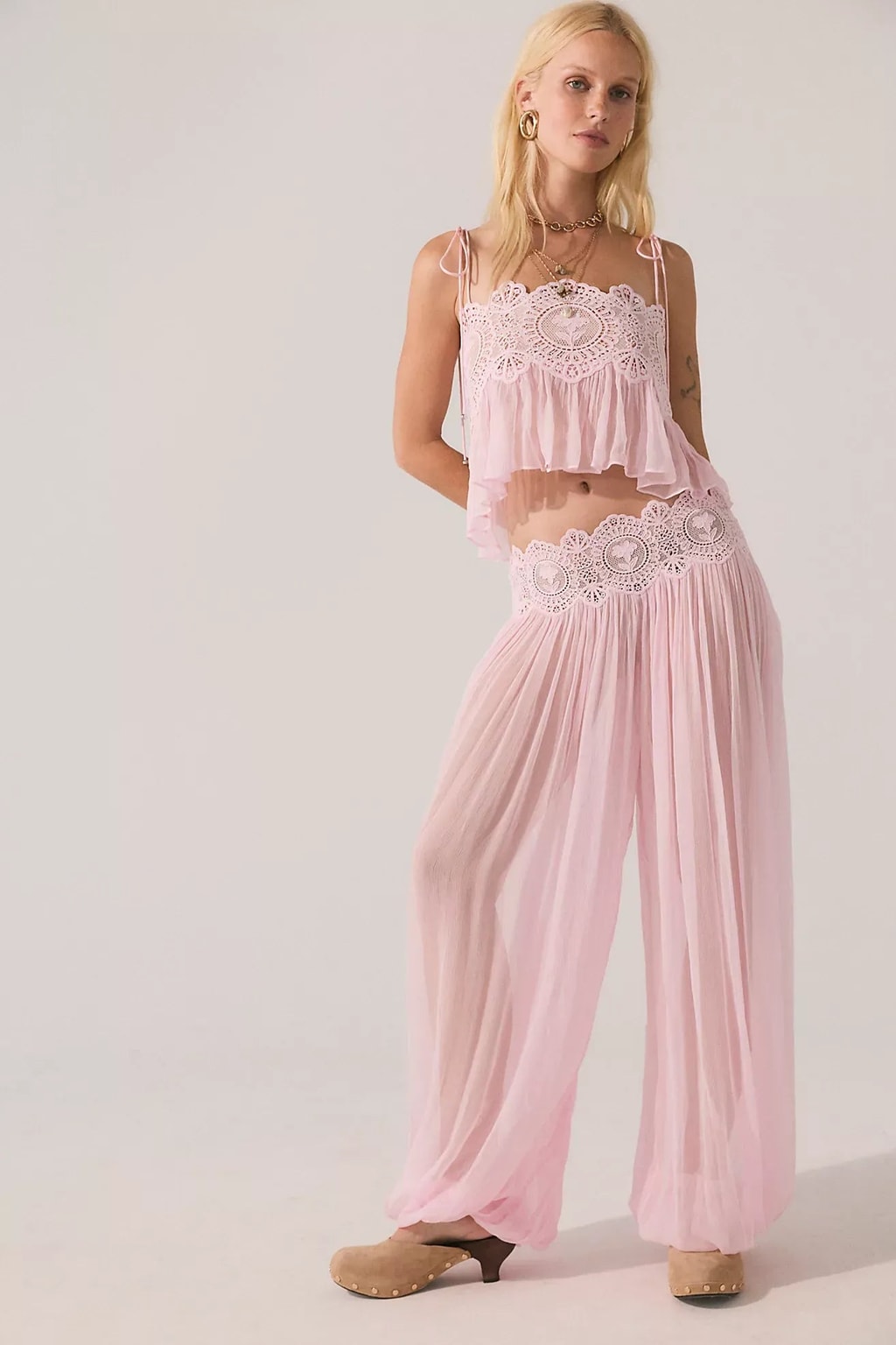 Lace Babydoll Crop Top with Peplum Hem - 6