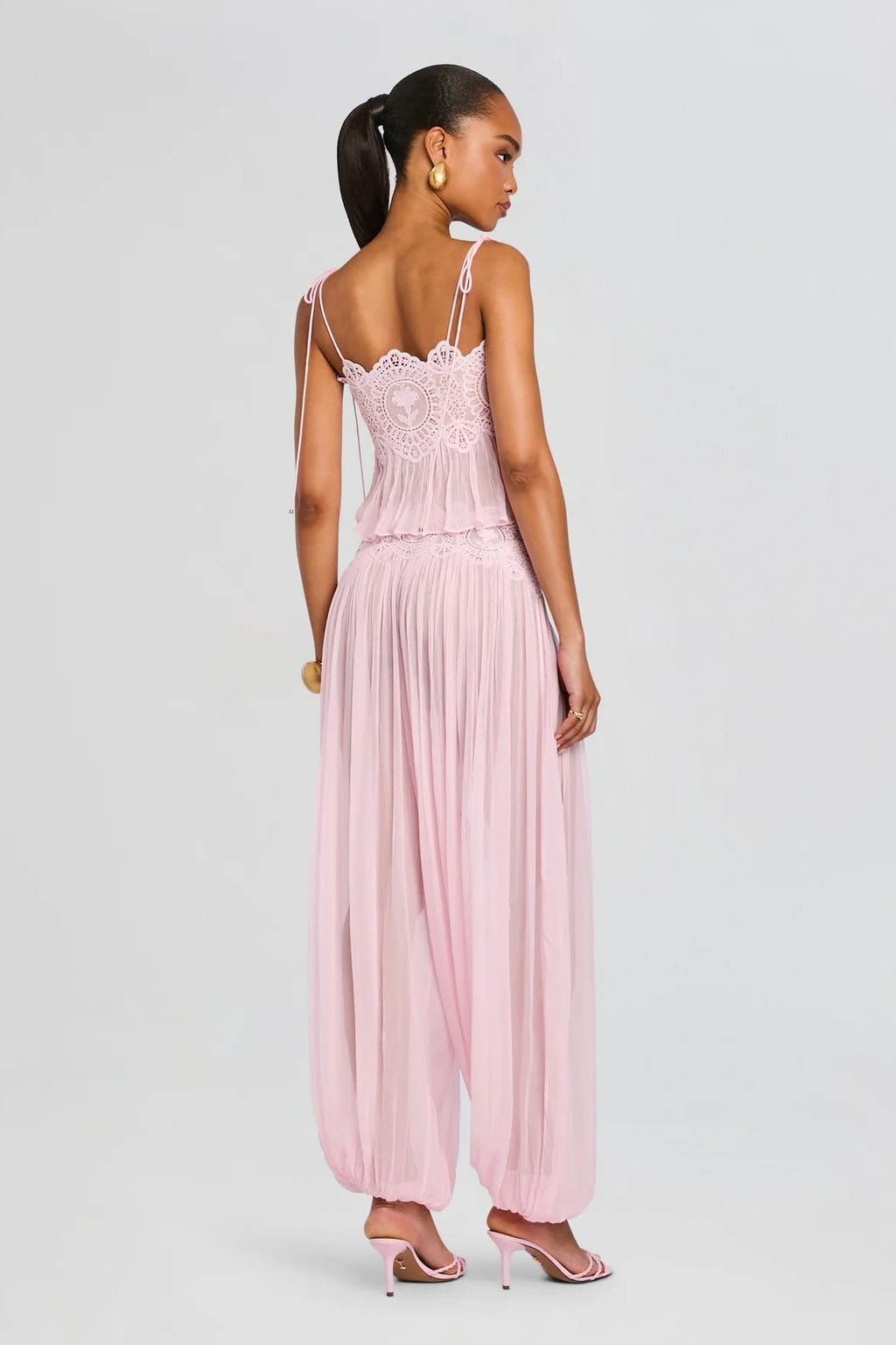 Lace Babydoll Crop Top with Peplum Hem - 8