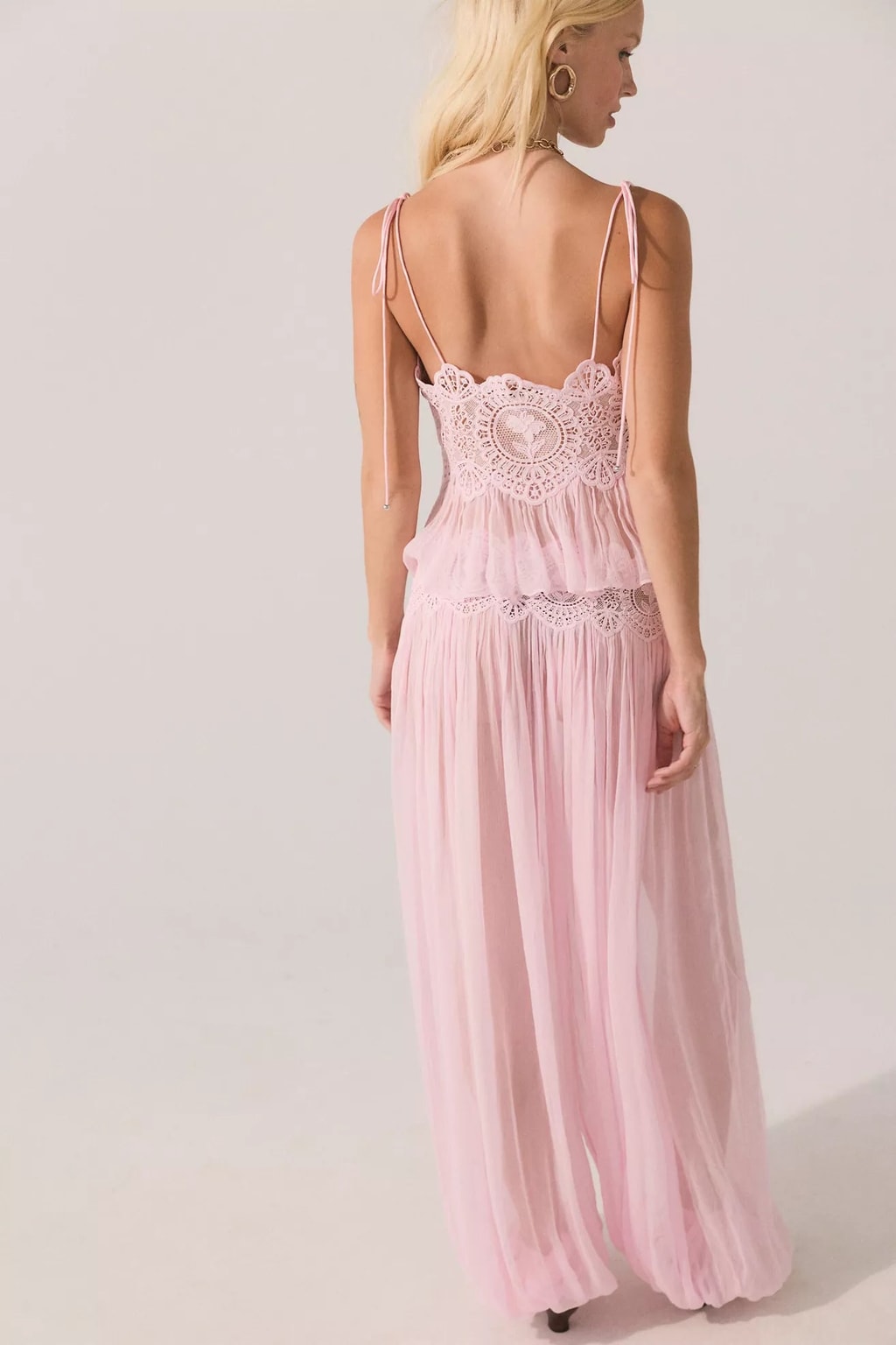 Lace Babydoll Crop Top with Peplum Hem - 7