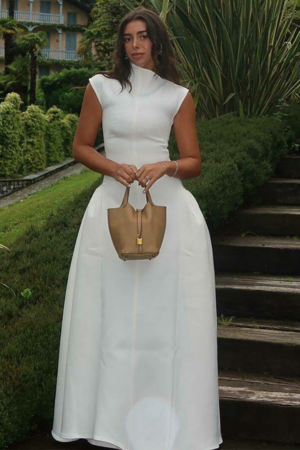 Satin Wool-Blend Maxi Dress With Sculptural High Neck - 4