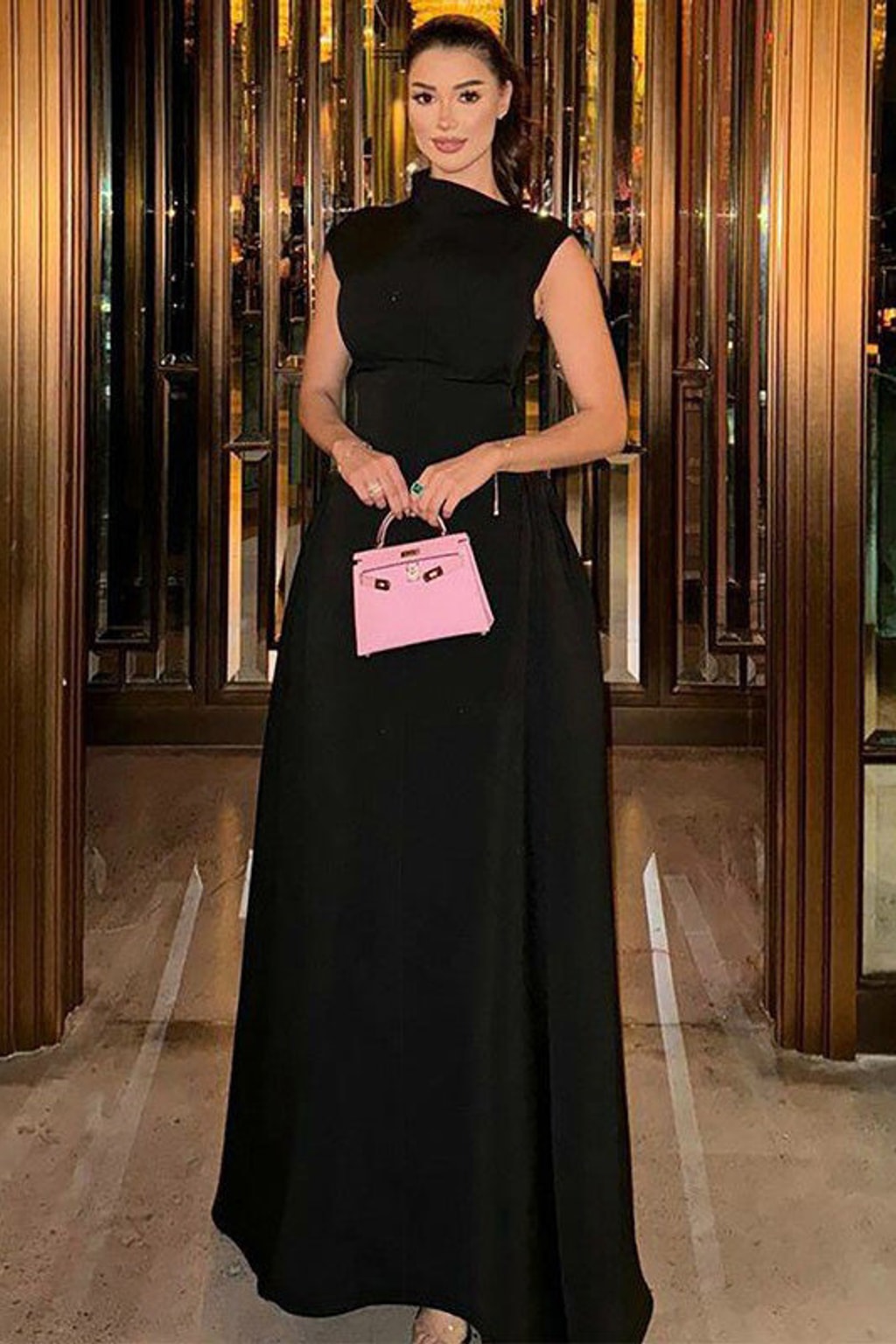Satin Wool-Blend Maxi Dress With Sculptural High Neck - 6