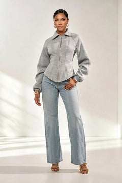 Scuba Jacket With Corset-Inspired Fit - 2