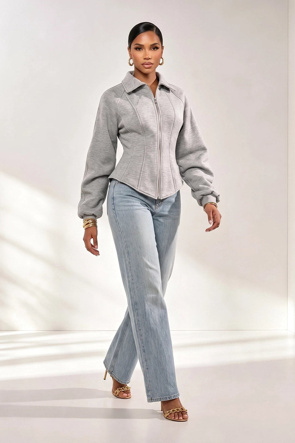 Scuba Jacket With Corset-Inspired Fit - 3