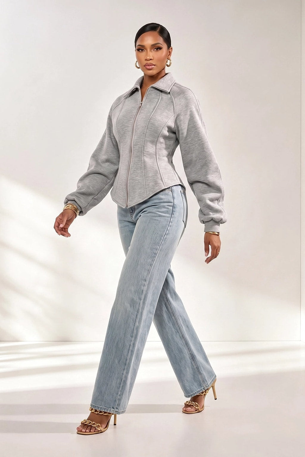 Scuba Jacket With Corset-Inspired Fit - 4