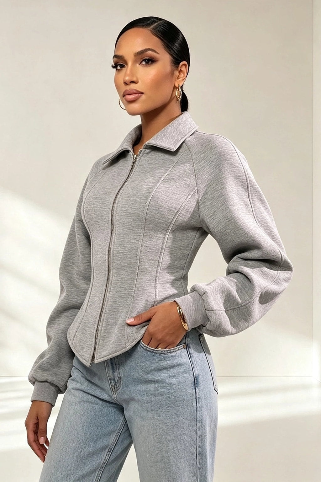 Scuba Jacket With Corset-Inspired Fit - 5