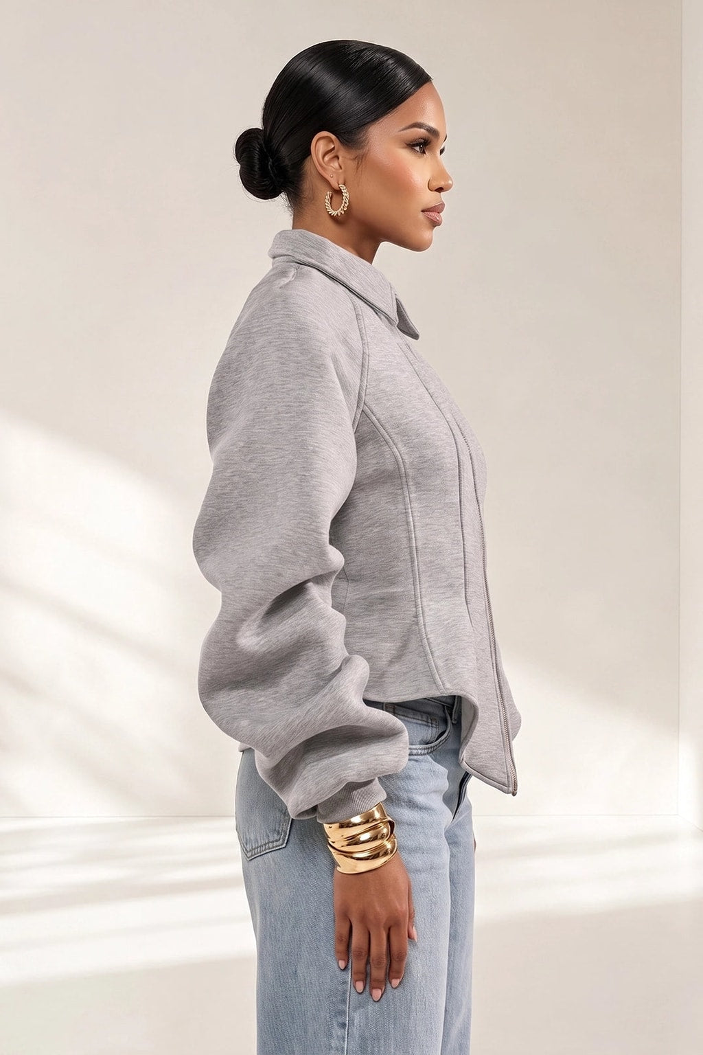 Scuba Jacket With Corset-Inspired Fit - 6