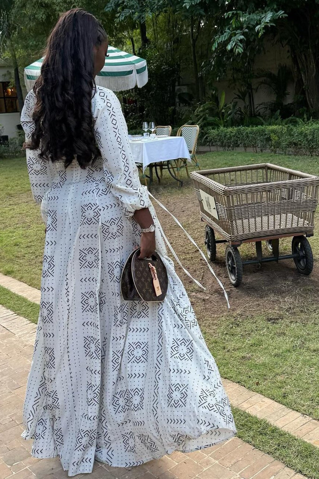 Cotton Maxi Dress with Geometric Print - 8