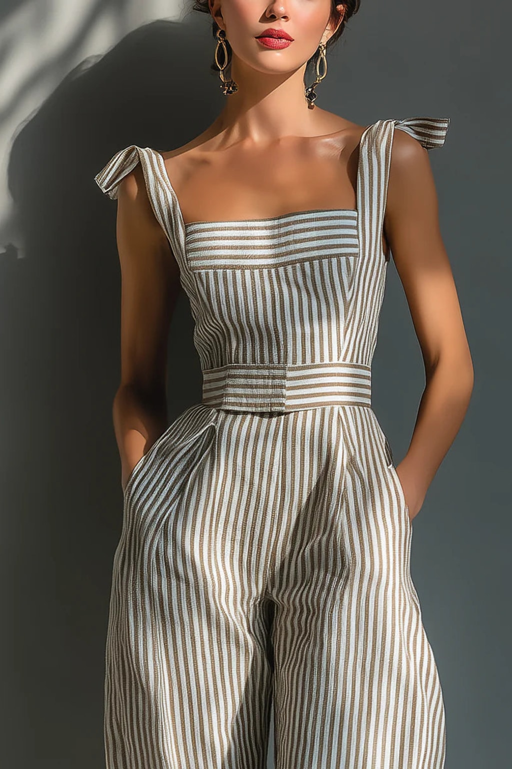 Linen-Blend Jumpsuit with Tie-Shoulder and Wide Legs - 4