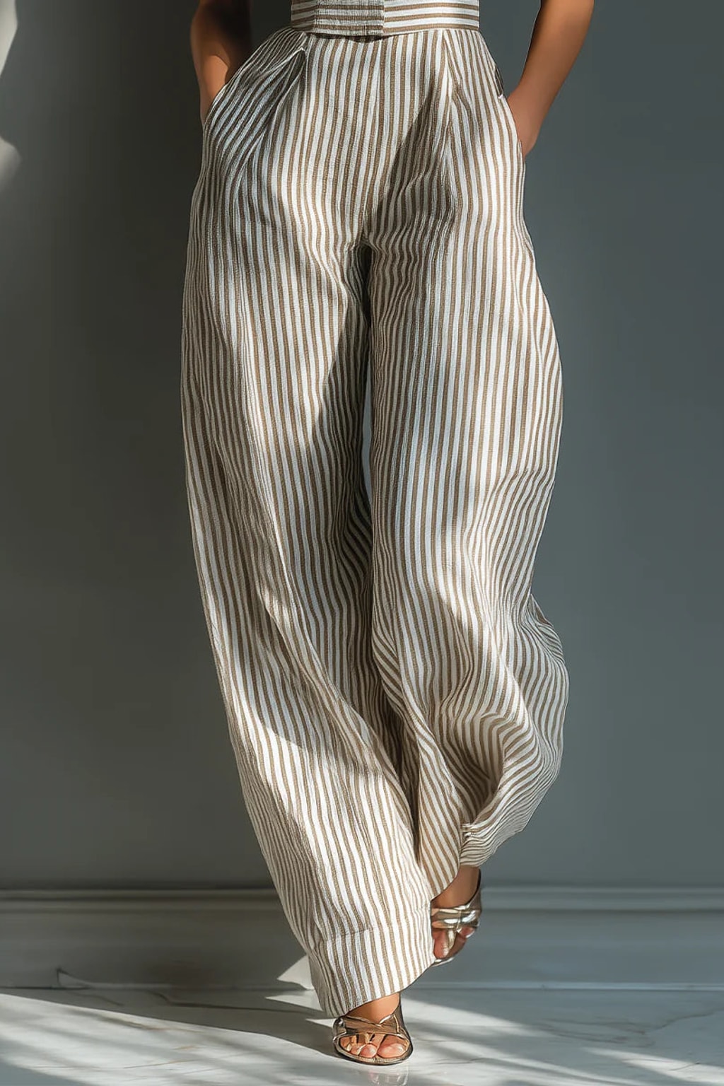Linen-Blend Jumpsuit with Tie-Shoulder and Wide Legs - 5
