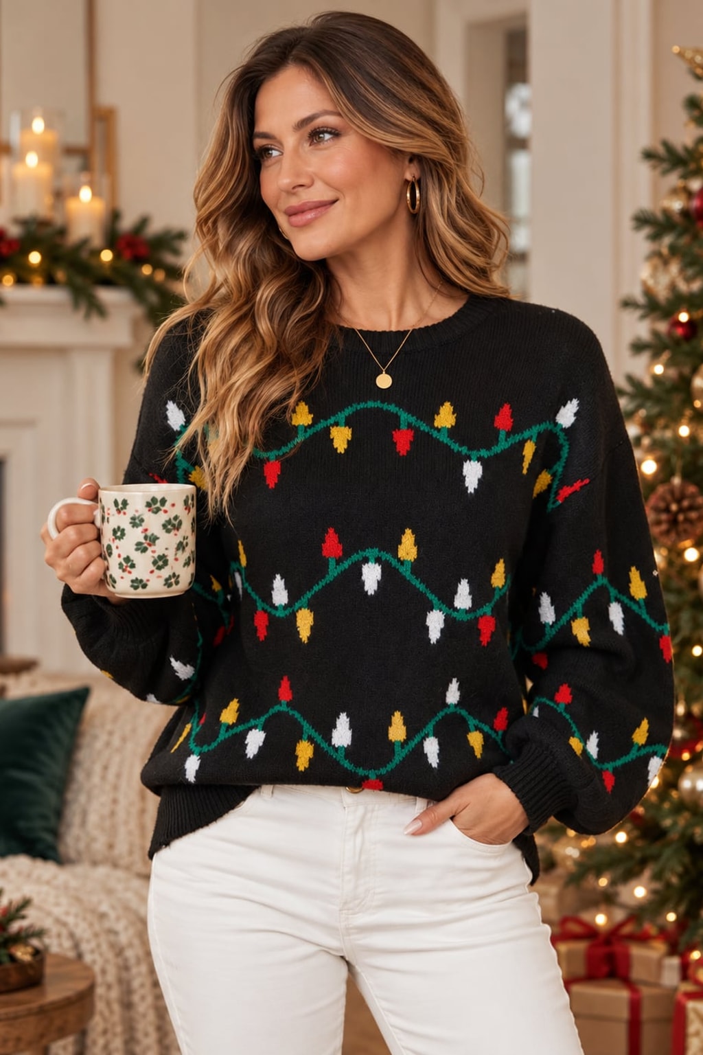 Knitwear Christmas Sweater Festive Light Motif - 4