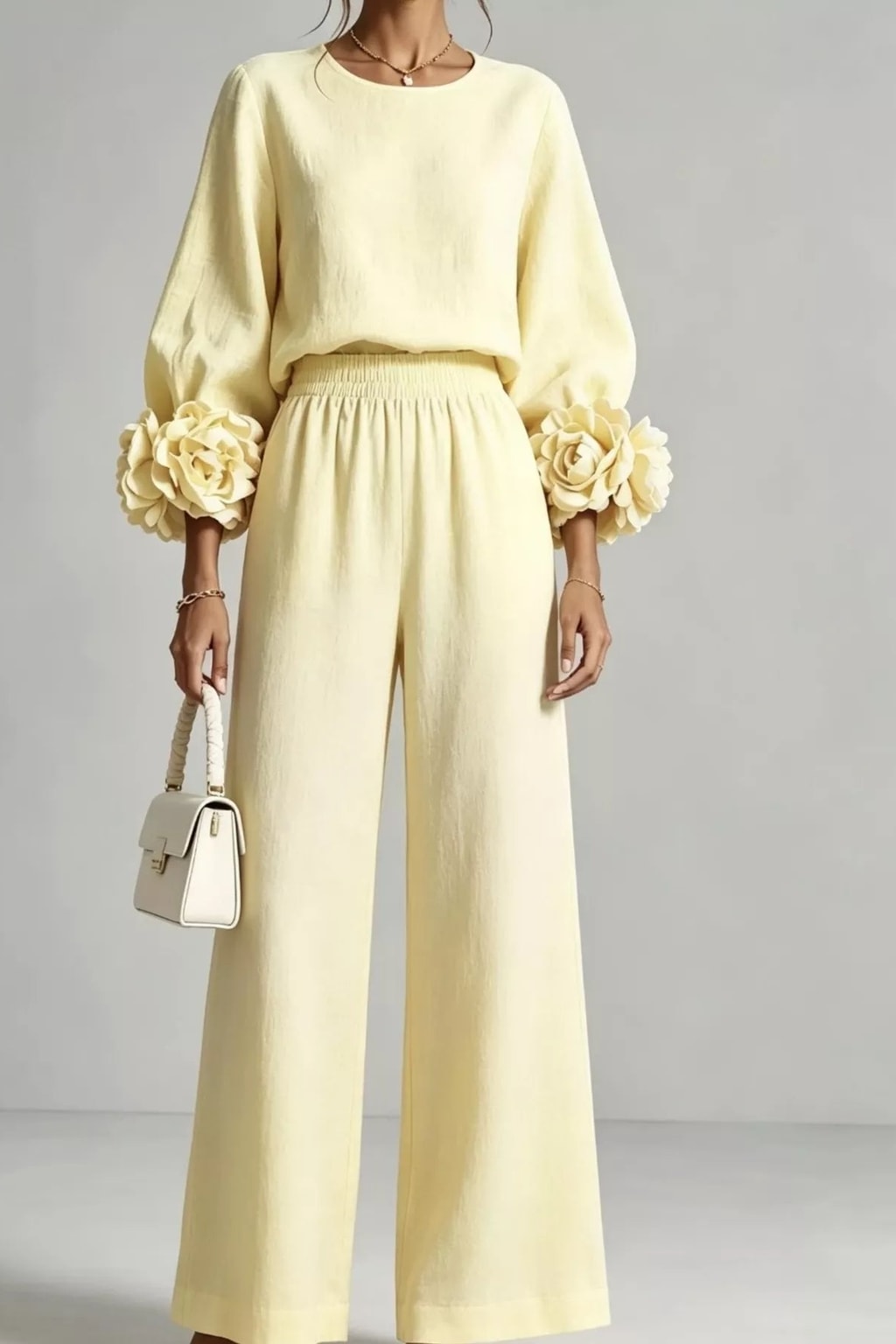 Polyester Two-Piece Set With Wide Leg Pants - 5