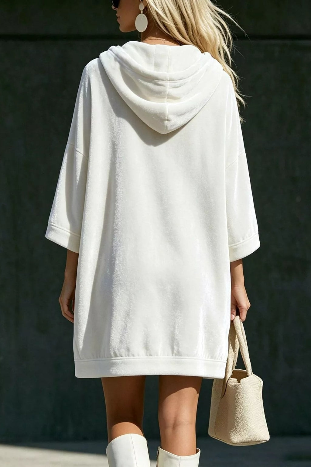 Polyester Hoodie Dress With Half-Zip - 2