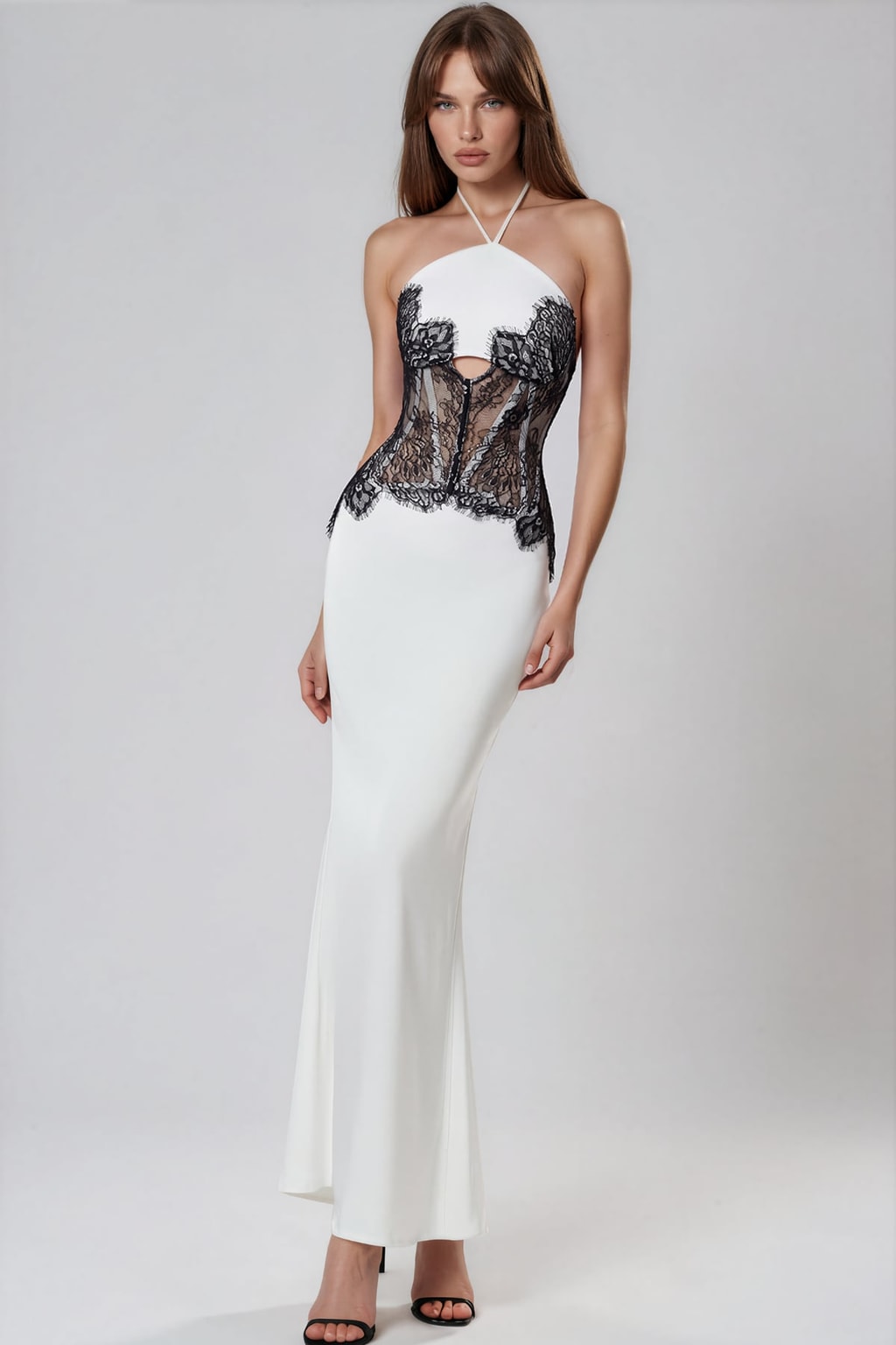 Lace Maxi Dress With Halter Neck - 4