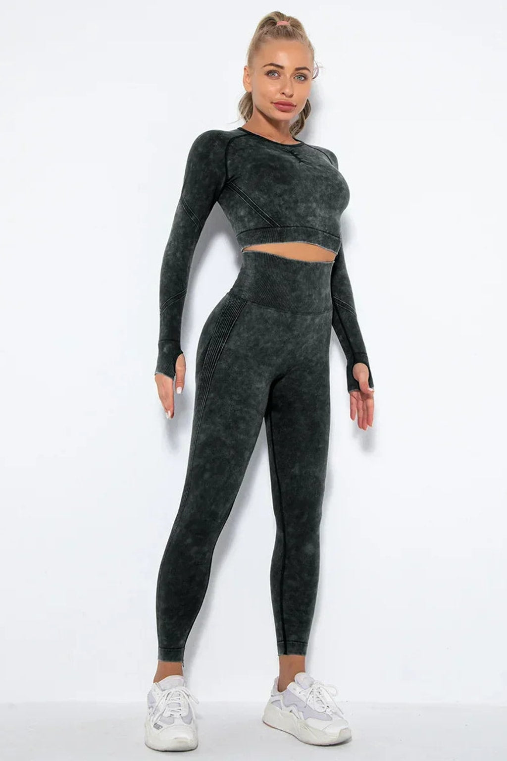 Seamless Cropped Yoga Top With Ribbed Hem - 9
