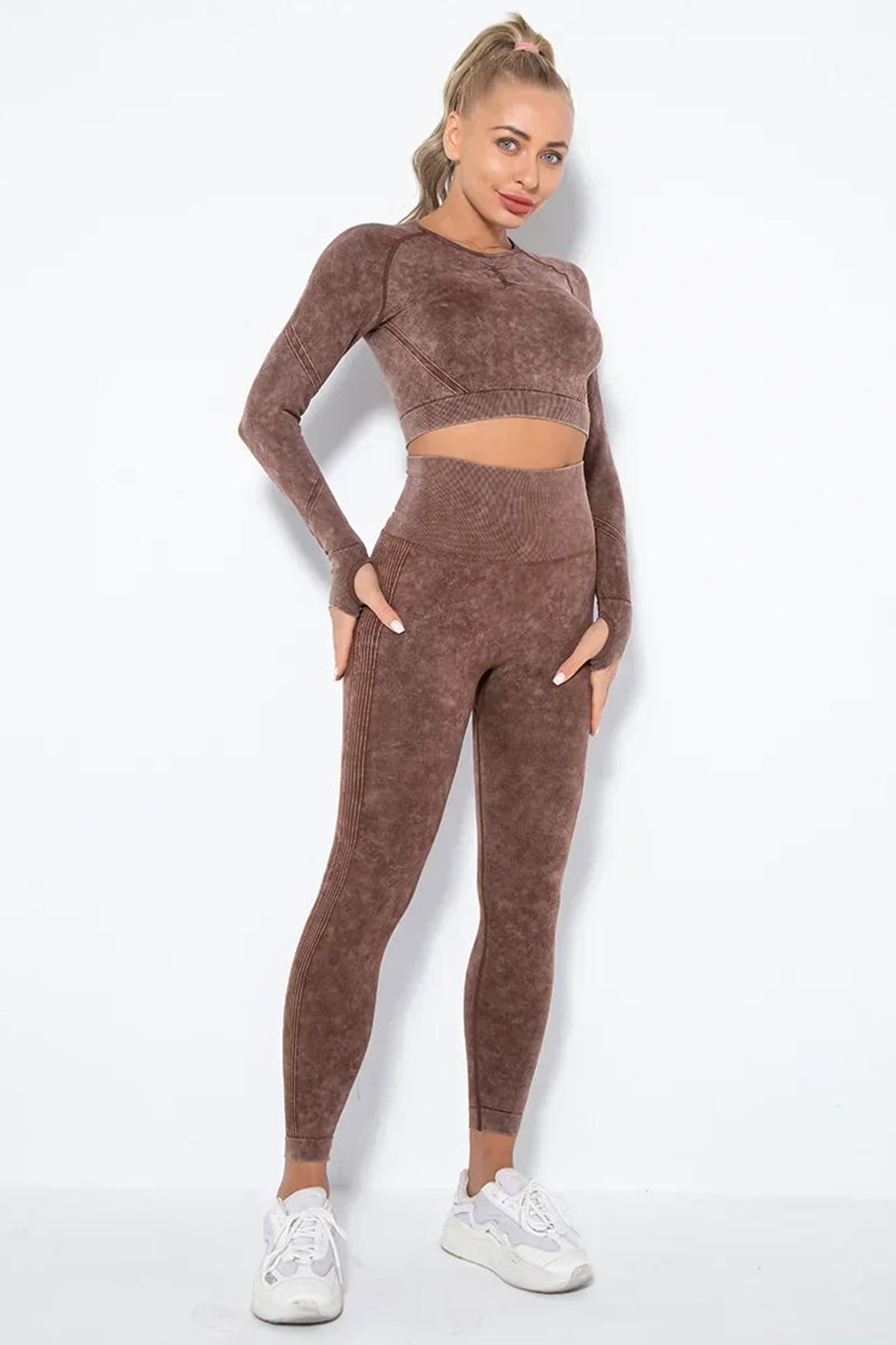 Seamless Cropped Yoga Top With Ribbed Hem - 15