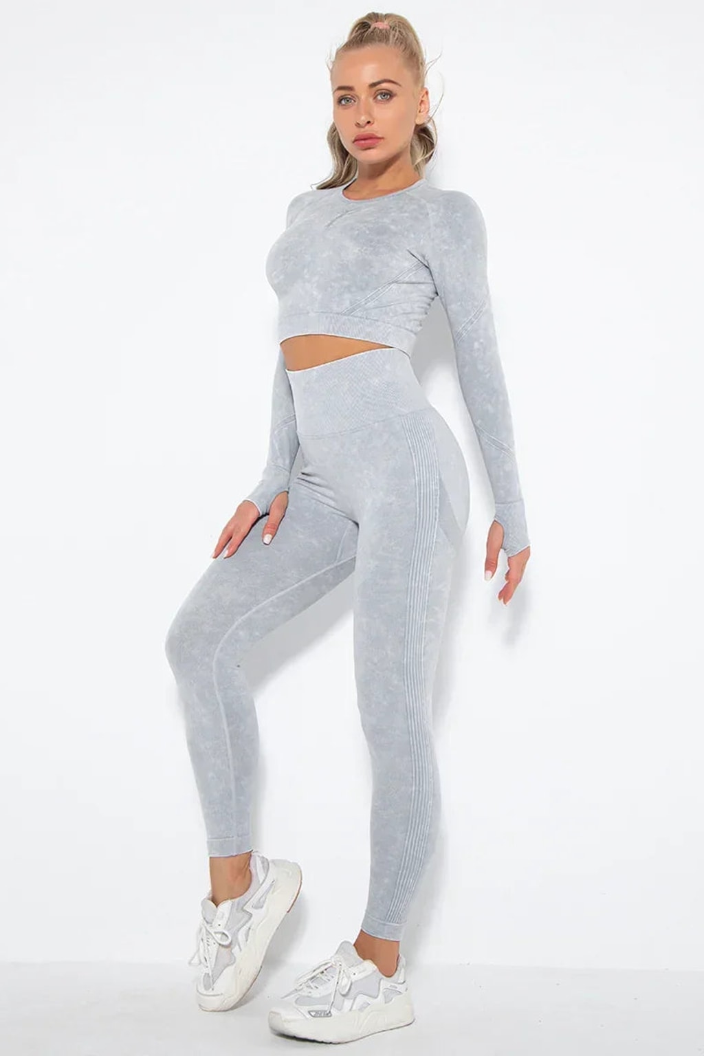 Seamless Cropped Yoga Top With Ribbed Hem - 23