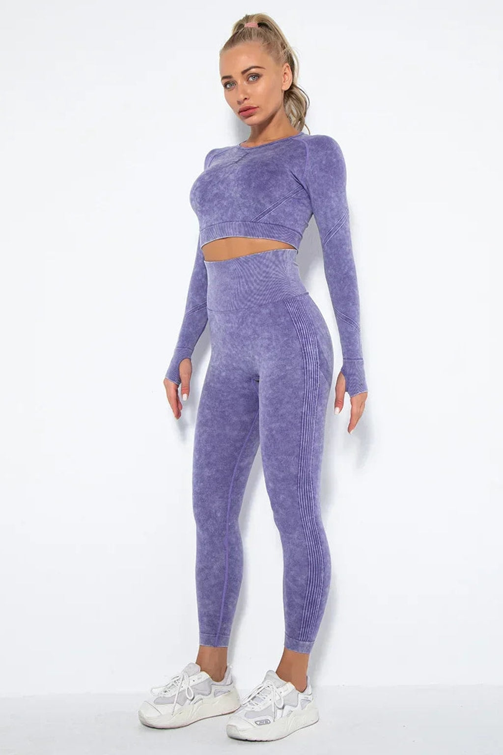 Seamless Cropped Yoga Top With Ribbed Hem - 28