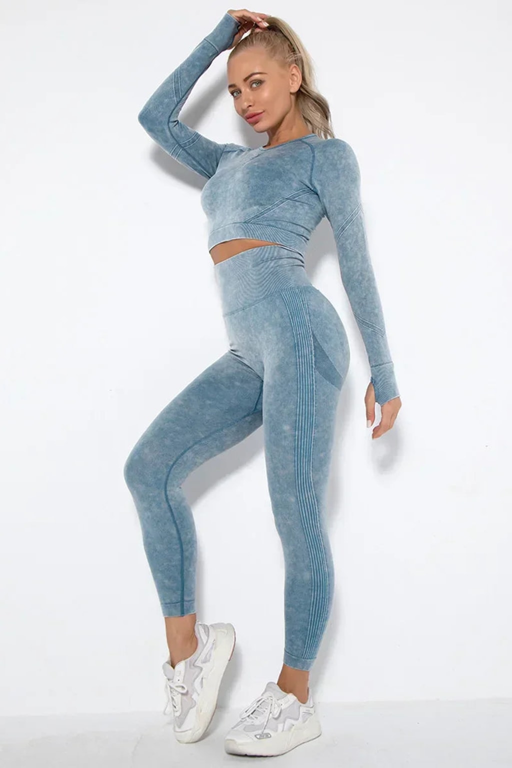 Seamless Cropped Yoga Top With Ribbed Hem - 18
