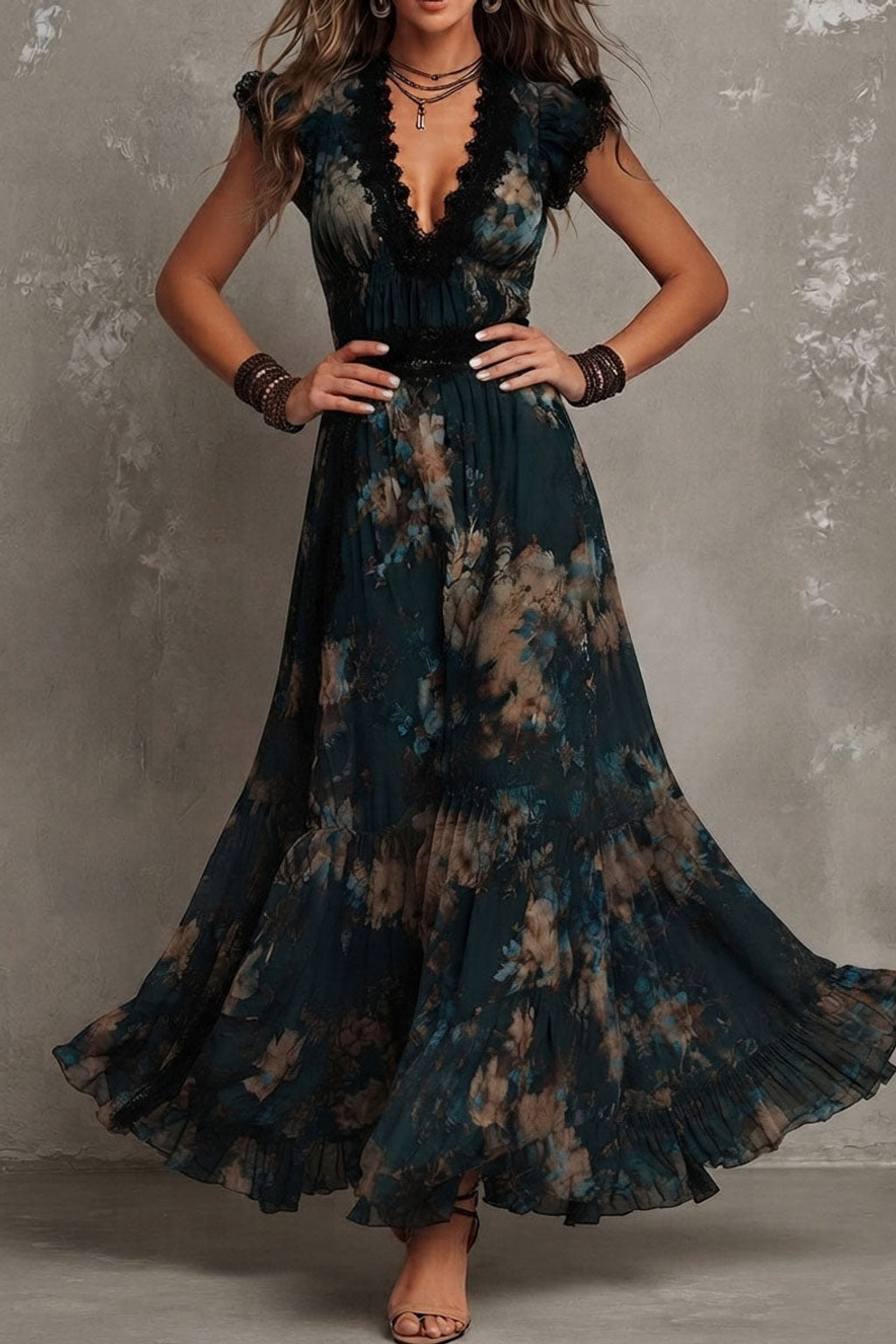 Soft Fabric Maxi Dress With Tiered Skirt - 2