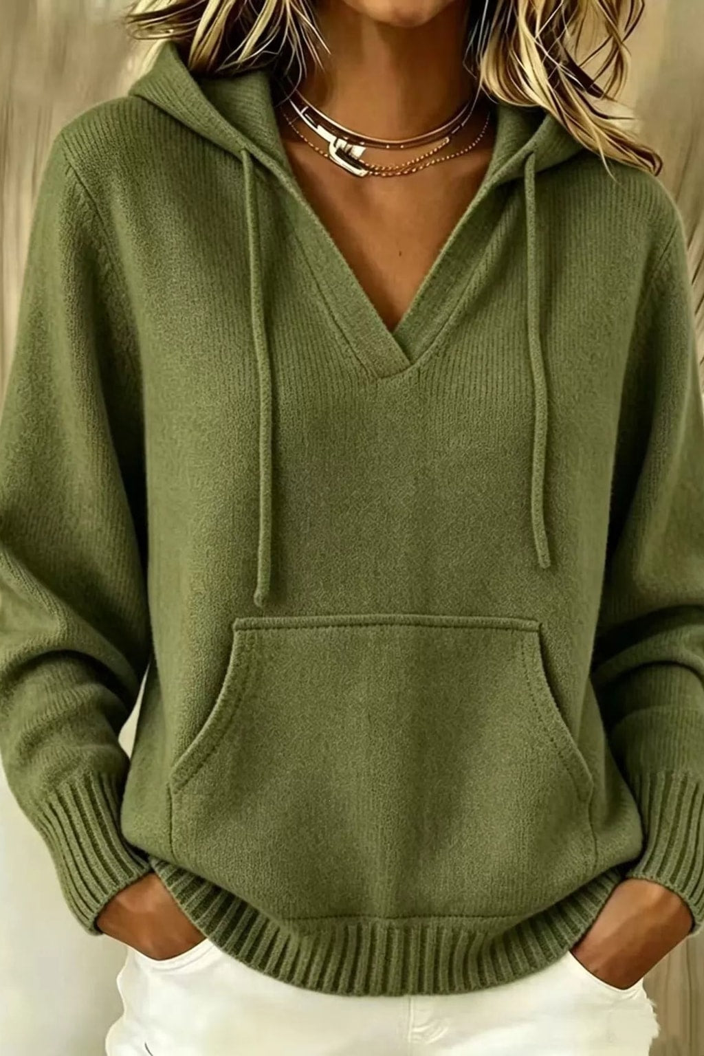 Polyester Hooded Sweater With Kangaroo Pocket - 3