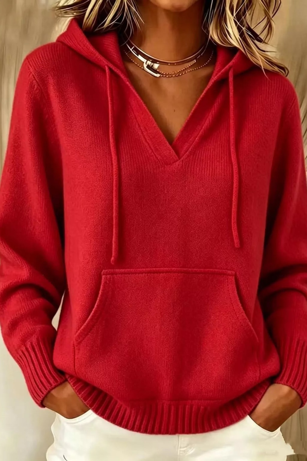Polyester Hooded Sweater With Kangaroo Pocket - 4